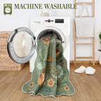 Lahome Floral Washable Rugs 8x10, Non-Slip Soft Green Rug Stain Resistant - Image 4