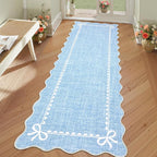 GarveeHome Scalloped Bow Rug for Living Room, Solid Blue Rug for Dorm, Washable by GarveeHome