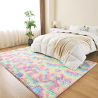Litanika 4x6 Shag Area Rug for Living Room Bedroom, Tie-Dyed Rainbow High Pile - Image 3