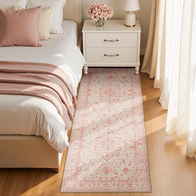 RELEANY Area Rugs Runner 2'x6' Washable Non-Slip, Floral Vintage Distress - Image 3