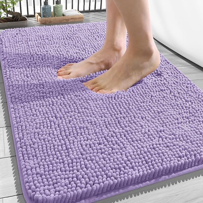 OLANLY Bathroom Rugs 34x21, Extra Soft Absorbent Chenille Bath Rugs, Rubber by OLANLY
