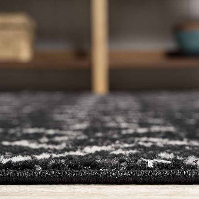 JONATHAN Y Boho Vintage Diamond Black/Ivory Square Area Rug 7X7 ft, Moroccan - Image 6