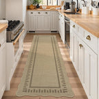 LIVEBOX Scalloped Washable 2x8 Runner Rug, Easy Jute Outdoor Rug Kitchen Tan - Image 2