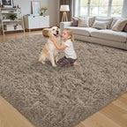 5x7 Area Rug for Living Room:Ultra Soft Fluffy Shag Grey Camel Rugs, Large - Image 3