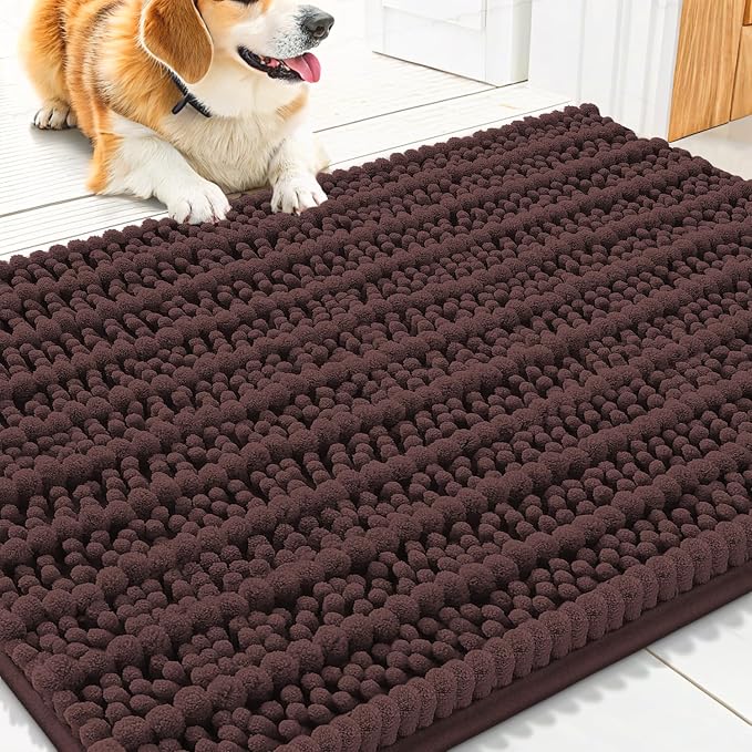Smiry Dog Door Mat for Muddy Paws 30x20, Absorbent Dirt Trapper, Non-Slip by Smiry