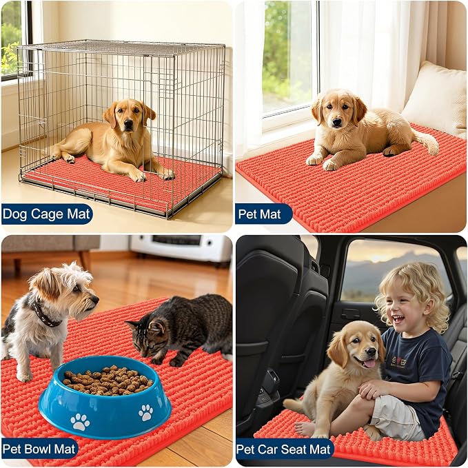 OLANLY Dog Door Mat for Muddy Paws 47x17, Ultra Absorbent Chenille Mud Doormat - Image 7