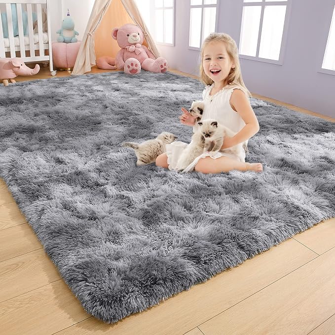 AROGAN Soft Rainbow Area Rugs for Girls Room 5x8 Feet, Fluffy Girls Bedroom Rugs by AROGANAREARUG
