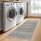 KUTA Boho Kitchen Rug 2x5 Light Brown Black Moroccan Washable Runner Rug - Image 3