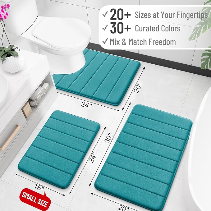 OLANLY Memory Foam Bath Mat 47x24, Super Soft Absorbent Bathroom Rugs, Quick Dry - Image 2