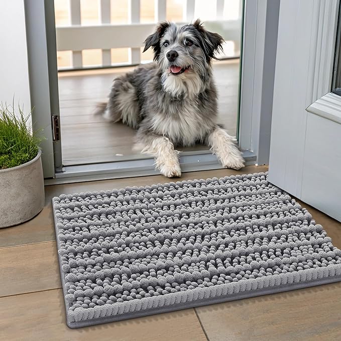 Smiry Dog Door Mat for Muddy Paws 24x16, Absorbent Dirt Trapper, Non-Slip by Smiry