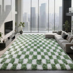 Large Area Rugs for Living Room Bedroom, 9x12 Green and White Fluffy Soft by Boshengya