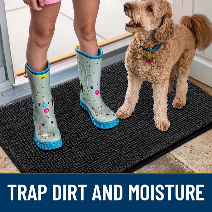 Smiry Dog Door Mat for Muddy Paws 47x20, Absorbent Dirt Trapper, Non-Slip - Image 3