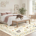 Soalmost Cat 5x7 Area Rugs for Living Room, Machine Washable Animal Floral - Image 3