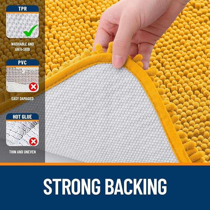 OLANLY Large Bathroom Rugs 50x30, Soft Absorbent Chenille Bath Rugs, Rubber - Image 6