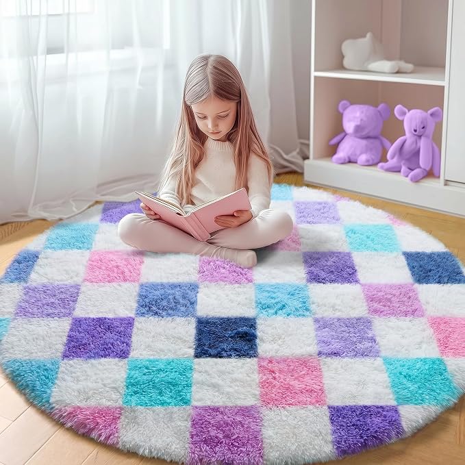 KICMOR Purple Rainbow Round Rug by KICMOR