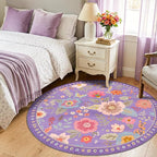 RELEANY Floral 4ft Area Rugs Washable Print Boho Cute Carpet Non Slip Flower by RELEANY
