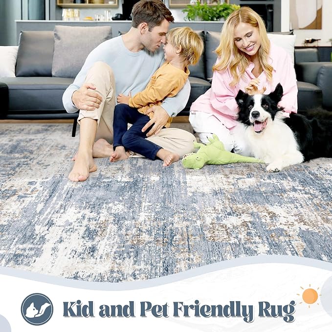 XLUEZ 5x7 Area Rugs for Living Room, Washable Modern Abstract Large Area Rug - Image 3