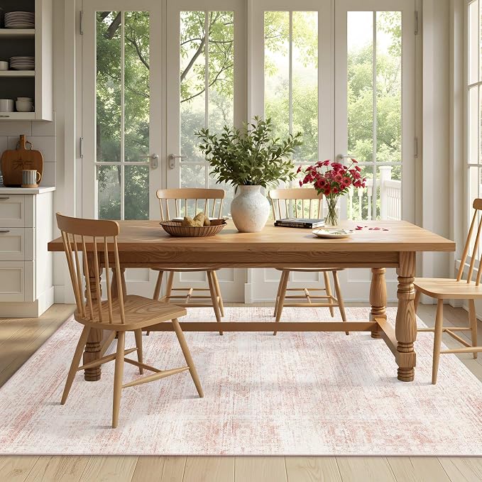 Latte&Fog 5x7 Washable Pink Rug - Image 4