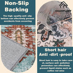 CHAMPLANT 3'x5' Cyan Khaki Vintage Washable Thin Area Rug Traditional Floor - Image 5