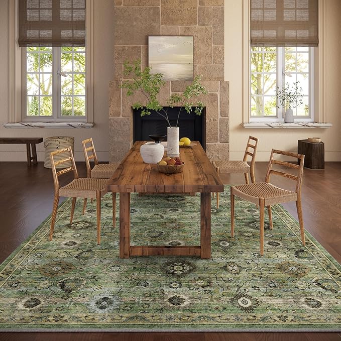 Washable Area Rugs for Living Room: 5x7 Rug Boho Vintage Rugs Stain Resistant - Image 7