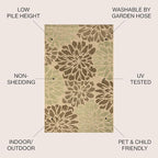 JONATHAN Y Floral Textured Weave Indoor Outdoor Area Rug 6X9 Sage/Brown - Image 2