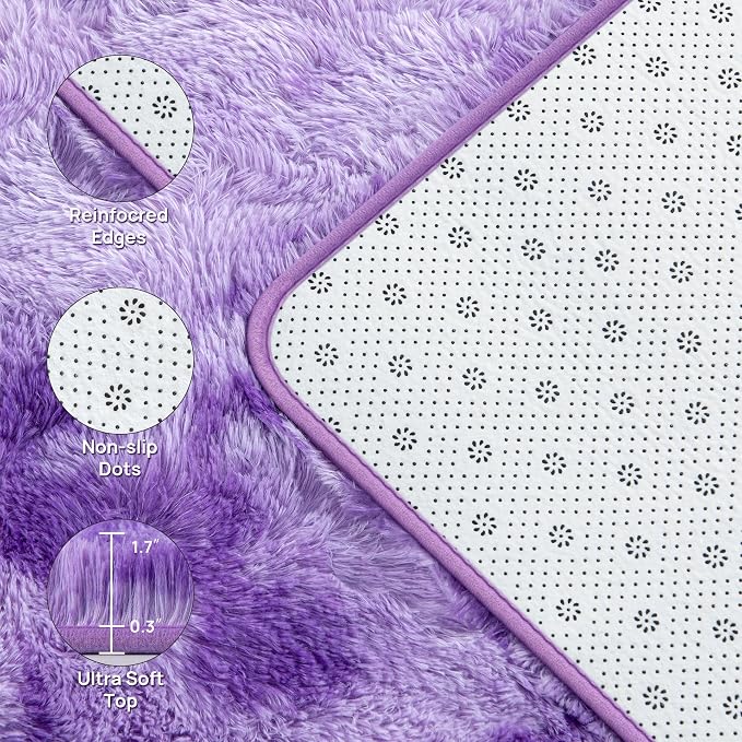 Deerhoo Large Shag Area Rugs 6 x 9, Tie-Dyed Plush Fuzzy Rugs - Image 4