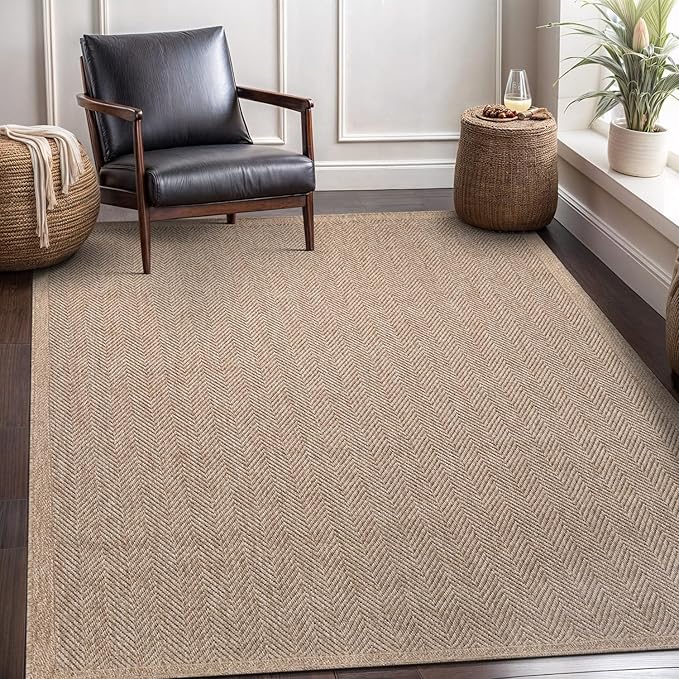 CAMILSON Easy Jute Rug 8x10, Indoor Outdoor Natural Color Fiber Area Rugs by CAMILSONIndoorOutdoorAreaRugs