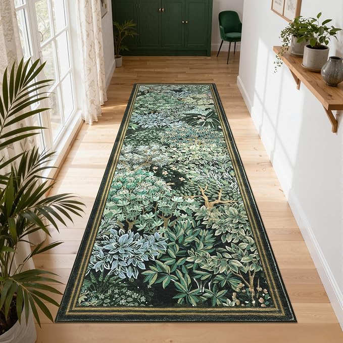 GarveeHome Forest Runner Rug, Botanical Low Pile Non Slip Stain Resistance - Image 2