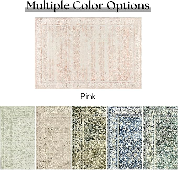 Pink Nursery Rug for Baby Girl 5 x 7 Neutral Blush Pink Boho Cute Floral - Image 7