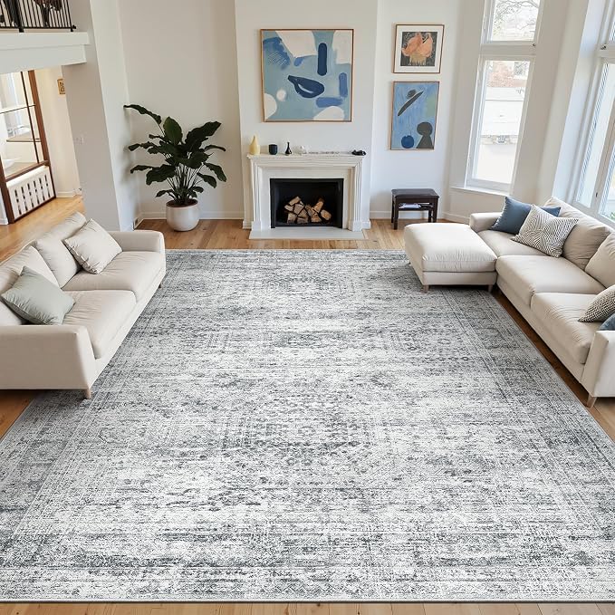 Soalmost 10x14 Area Rugs for Living Room, Non Slip Machine Washable Vintage Rugs - Image 9