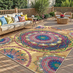 Arenarug Meditation Indoor Outdoor Rug 4x6 ft Mandala Pattern Rug Boho Style - Image 2