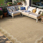 LIVEBOX Scalloped Washable 8x10 Rug, Easy Jute Tan Rug - Image 2