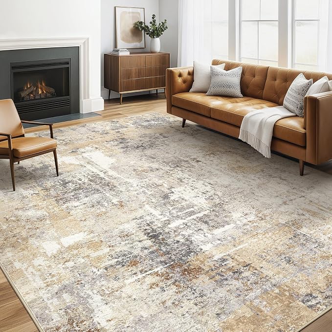 6x9 Area Rugs Living Room: Large Washable Abstract Modern Soft Rug Stain by LOONGRUG