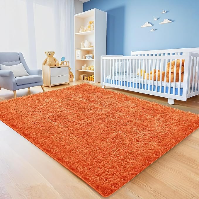 6x9 Orange Area Rugs for Living Room, Large Fluffy Shag Rug for Bedroom Nursery - Image 4