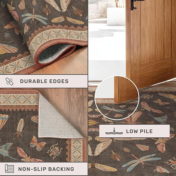 Boho Brown Round Rug 5ft, Soft Washable Throw Carpet - Image 4
