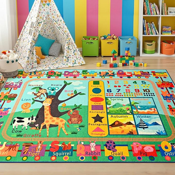 Maxsoft Kids Rug for Playroom, Educational 3x5 Play Mat for Classroom, Washable - Image 2
