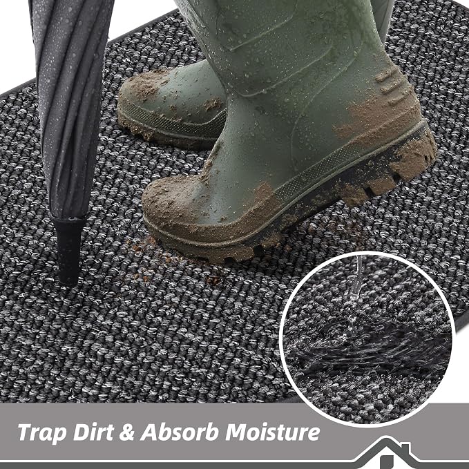BEQHAUSE Dirt Trapper Door Mat 32" x 48" Half Circle Non-Slip Washable Doormats - Image 3