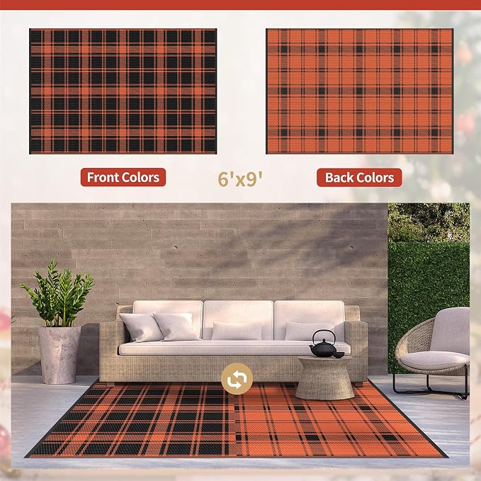 GENIMO Waterproof Outdoor Rug for Patio Clearance, Lightweight RV Camping Mat - Image 2