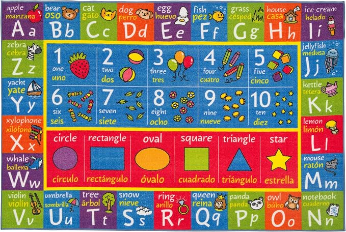 KC Cubs Bilingual Educational Kids Rug – English & Spanish ABC Alphabet - Image 5