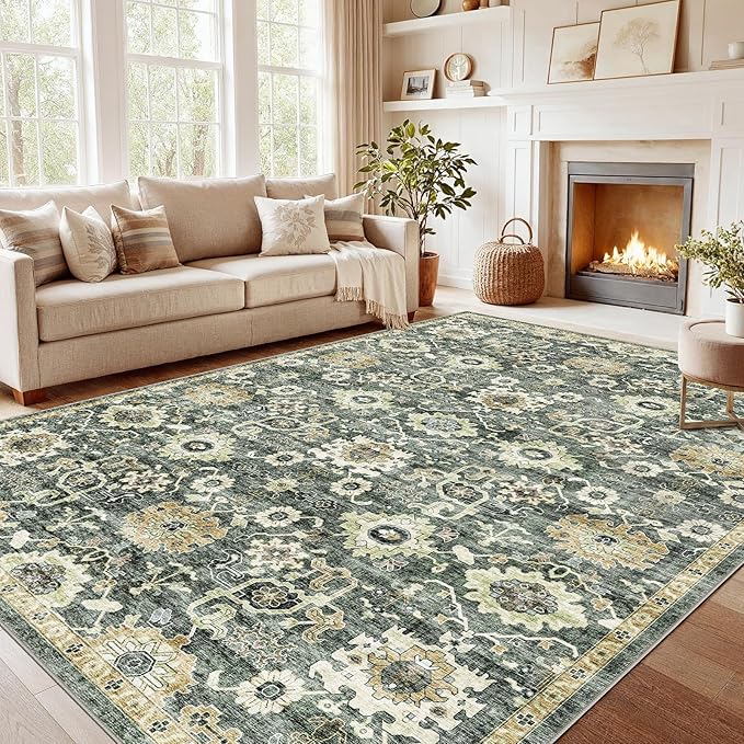 AMADA HOMEFURNISHING 10x14 Washable Area Rug, Low-Profile Large Area Rug - Image 9
