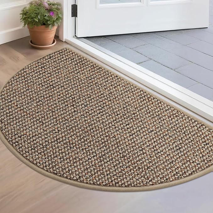 BEQHAUSE Dirt Trapper Door Mat 17" x 30" Half Circle Non Slip Washable Doormats by BEQHAUSE