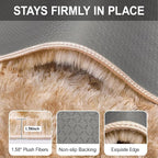 3x10 ft Plush Tie Dyed Light Brown Rug Soft Bedroom Runner Fluffy Cream and - Image 6