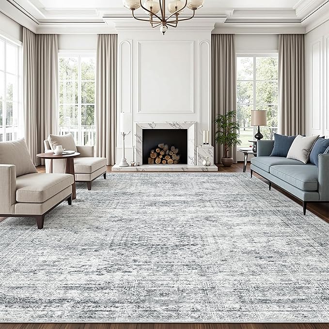 Soalmost 10x14 Area Rugs for Living Room, Non Slip Machine Washable Vintage Rugs by Soalmost