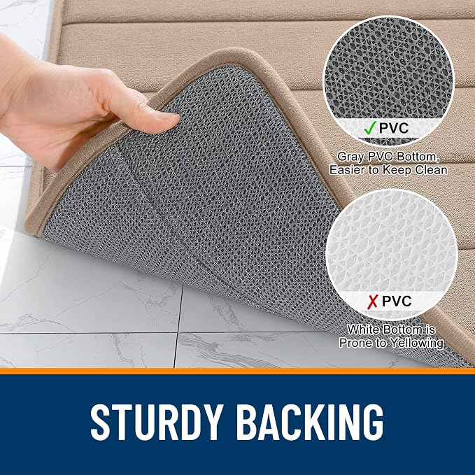 OLANLY Memory Foam Bath Mat 35x16, Super Soft Absorbent Bathroom Rugs, Quick Dry - Image 7