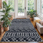 KUTA Bedroom Boho Rug 4x6 Black, Moroccan Washable Area Rugs Non Slip, Ultra by KUTA