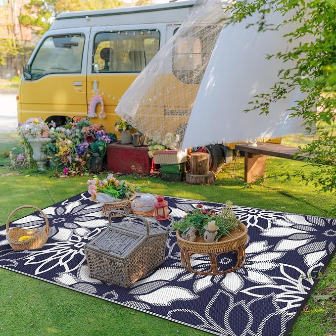 GENIMO Outdoor Rug Waterproof for Patio Decor, Large Area Rugs Mats for RV - Image 2