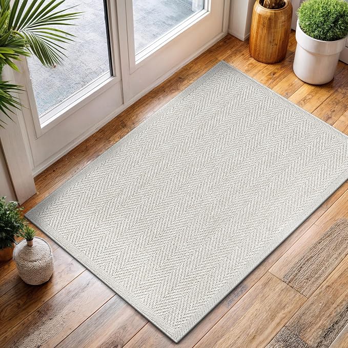 CAMILSON Easy Jute Rug 2x3, Indoor Outdoor Off-White Color Fiber Area Rugs - Image 4