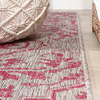 JONATHAN Y Boho Medallion Indoor Outdoor Area Rug 3X5 Light Gray/Fuchsia - Image 7