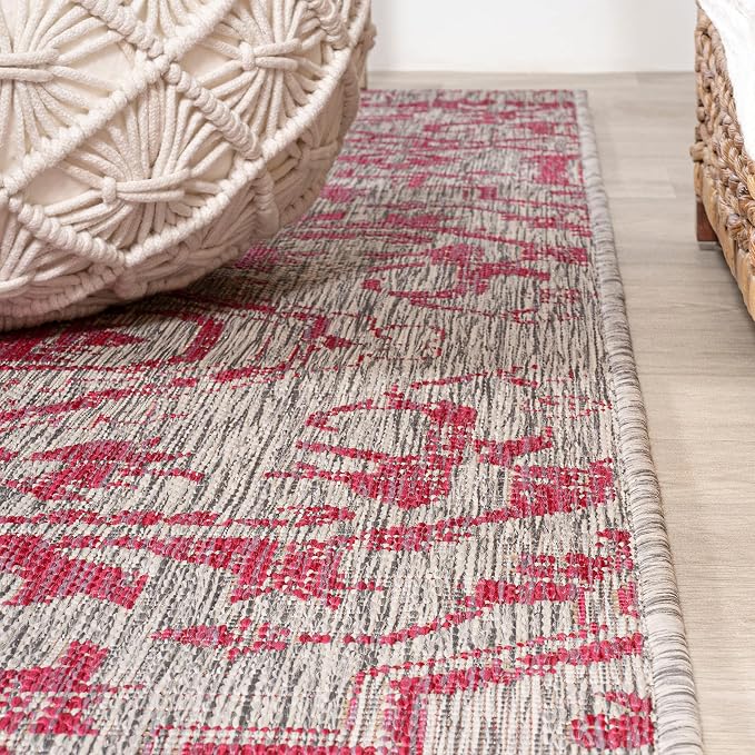JONATHAN Y Boho Medallion Indoor Outdoor Area Rug 3X5 Light Gray/Fuchsia - Image 7