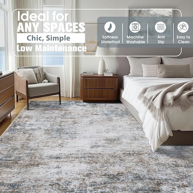 10x14 Area Rugs for Living Room Rug Washable: Abstract Large Rug Indoor Modern - Image 2